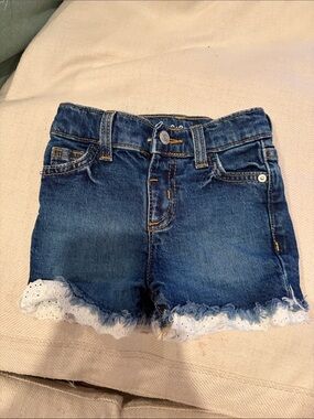 Cat & Jack Blue Denim Shorts with White Eyelet Trim